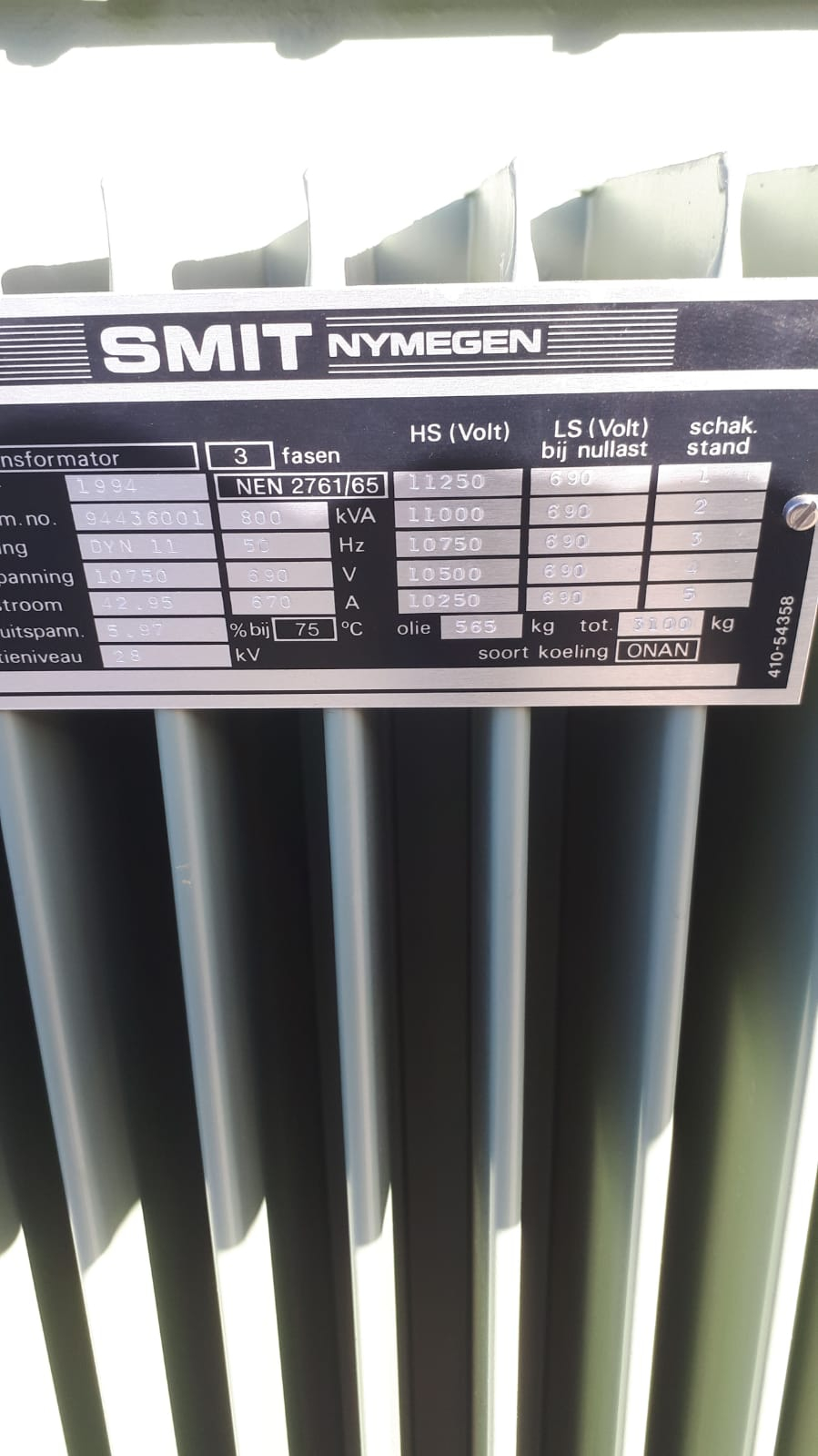 800 kVA 10 kV / 690 Volt SMIT transformator