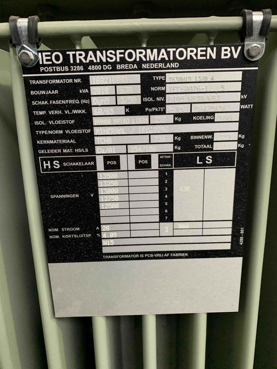 630 kVA 13 kV / 420 Volt IEO transformator 2018 NIEUW