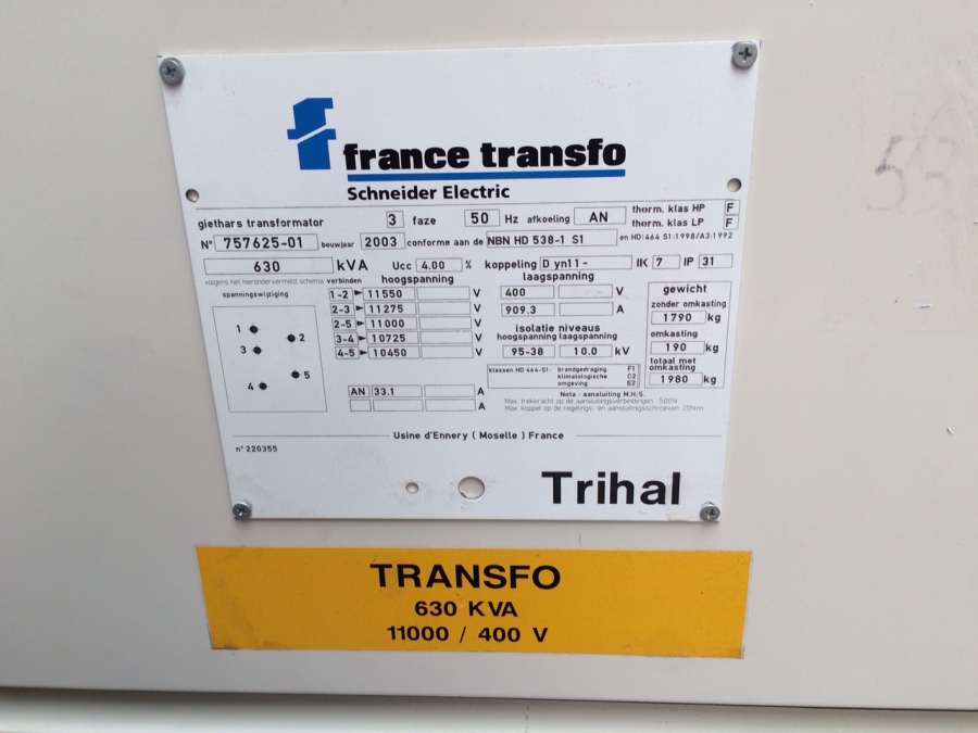 630 KVA 10-12kV/400 Volt France Transfo giethars trafo