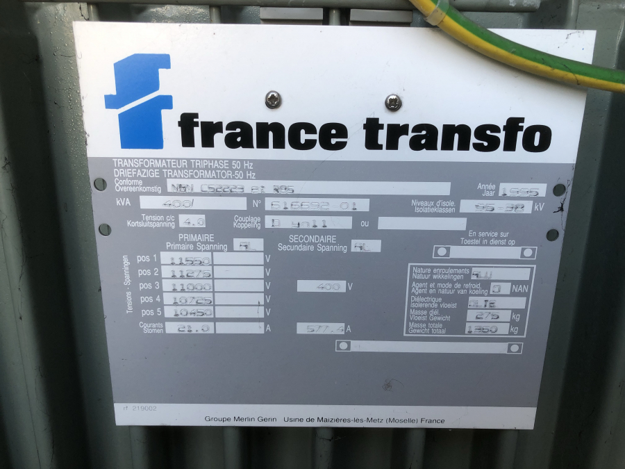 400 kVA 10 kV / 400 Volt France Transfo transformator 1995